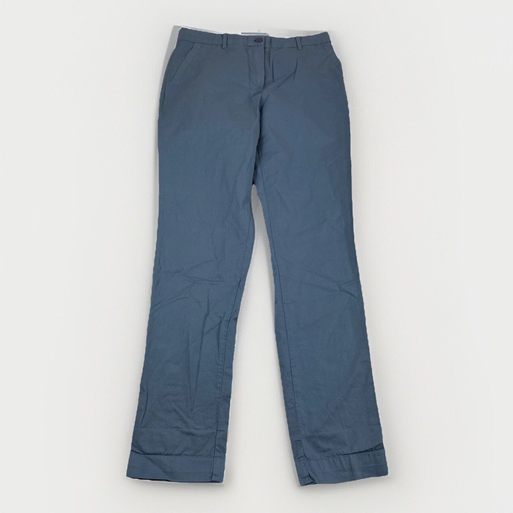 Lacoste Pants Women 8 31x30 Blue Straight Leg Flat Front Khakis Slacks Chinos